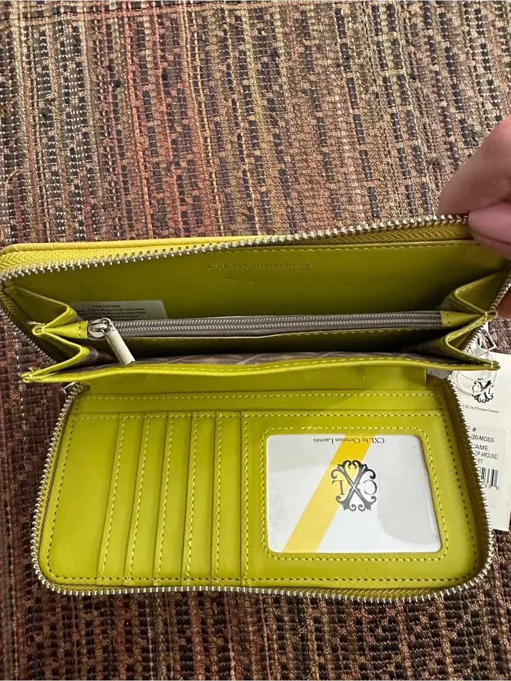 CXL by Christian Lacroix Kara Croco Zip Around Wristlet Wallet Moss NWT